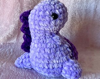 Crochet Dinosaur Toy Amigurumi Soft Velvet Plush | Mini Chubby Mint Blue Purple Pink