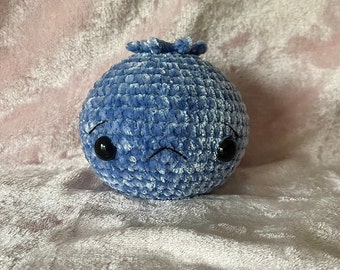 Crochet Blueberry Toy Amigurumi Soft Velvet Plush | Chubby Happy Sad Food Play