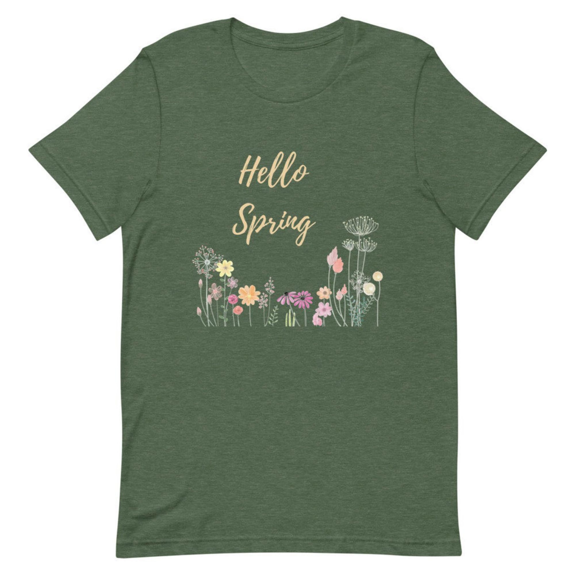 Hello Spring TShirt Spring Time Tee Flower TShirt Spring Etsy