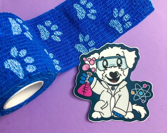 Science Bichon Poodle Sticker | Dog in Labcoat, STEM Vinyl Sticker