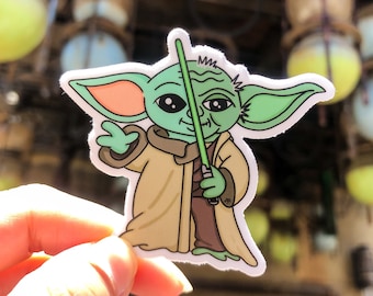 Grogu Star Wars Sticker: Hand-Illustrated Weatherproof Vinyl