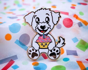 Celebration Bichon Frise Enamel Pin | Birthday Puppy Party
