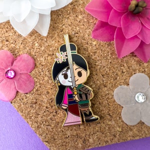 Mulan x Ping Enamel Pin | Mulan Hard Enamel Pin | Princess Pin | Warrior Pin | Cute Pin | Princess Glitter Pin | Strong Woman Pin