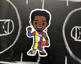 Kobe Bryant Sticker #8 Split Jersey | Purple and Gold | Basketball Stickers | Weatherproof vinyl sticker