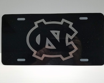 Laser engraved custom vanity plate car tag, UNC