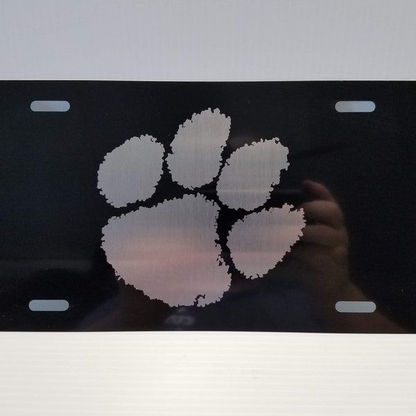 Tiger Paw Laser engraved vanity plate car tag Dog Paw