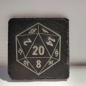Engraved Slate Coasters | RPG, DND, Role Play, Nerdy | Custom Designs Available