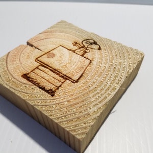 Rustic Coasters Custom Laser engraved Set of 4. Snoopy