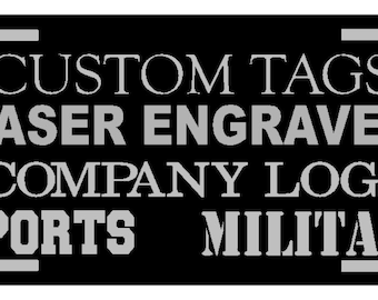 CUSTOM Torn Flag Laser engraved custom vanity plate car tag. Choose your own logo