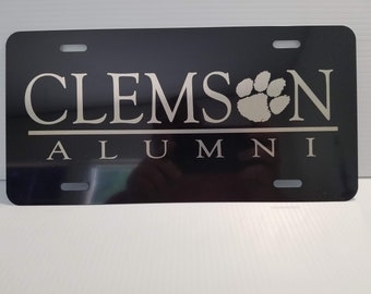 Clemson Tigers Embossed Diamond Metal Auto Tag License Plate Sign Clemson Tigers Embossed Diamond Metal Auto Tag License Plate Sign