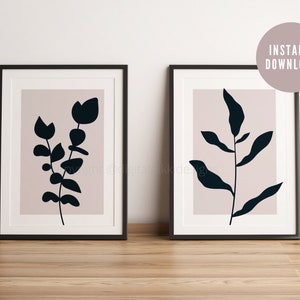 Set of 4 boho flower prints / printable wall art / neutral / minimal / instant wall decor