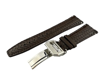Cinturino in vera pelle marrone da 22 mm, adatto per orologi I-C, fibbia/fermaglio + perni e strumento