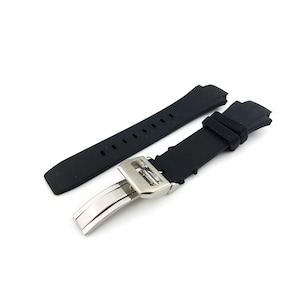 26x16mm Black Rubber/Silicone Strap/Band fit I-C Watches Pilot Buckle/Clasp + tool and pins