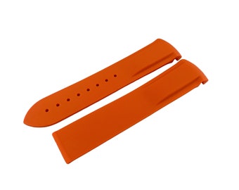 Correa de silicona de caucho naranja de 20 mm y 22 mm compatible con relojes OMG SeaMaster PlanetOcean. Cierre/hebilla desplegable. Todos los colores. + alfiler/herramienta.