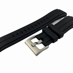 26x16mm Black Rubber Silicone Strap Band fit TMX Watches Silver/Black Buckle + Tool and Pins