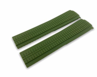 21mm Green Rubber Silicone Strap Band Clasp/Buckle fit PP Aquanaunt Watches  + Pins and Tool