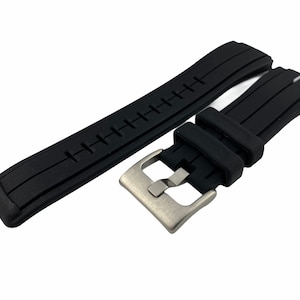 Pulseira de borracha de silicone preta e branca de 26 x 16 mm para relógios TMX Fivela prateada/preta + ferramenta e pinos