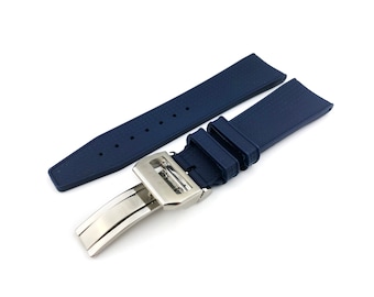 Cinturino/cinturino in gomma/silicone blu navy da 22 mm, adatto per orologi I-C, fibbia/fermaglio + strumento e perni