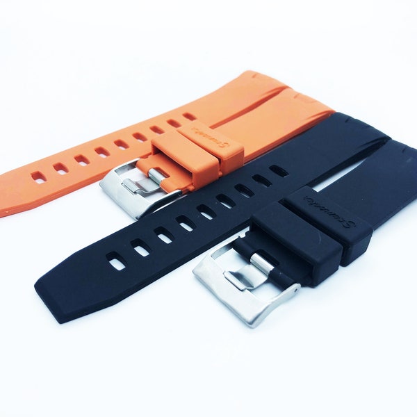 Bracelet en caoutchouc silicone noir ou orange de 22 mm pour montres OMG SeaMaster PlanetOcean fermoir/boucle Tang + épingle/outil