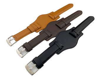 22mm 24mm Black Brown Dark Brown Genuine Leather Watch Strap Band For FSL watches + pins