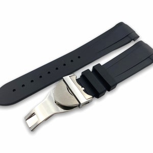22mm Black Rubber Strap Band fits TDR Black Bay Pelagos Watches Deployment Buckle/Clasp + Pins and Tool