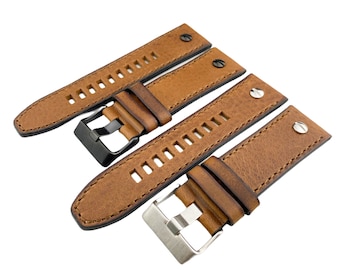 Dark Brown Vintage Genuine Leather Strap fits DZ Watches 24 26 28mm