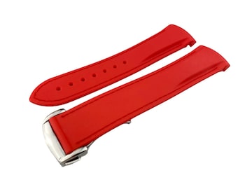 20mm 22mm Red Rubber Silicone Strap Band fits OMG SeaMaster PlanetOcean Watches Deployment Clasp/Buckle All Colours + Pind&Tool