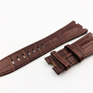 28mm Brown Genuine Leather Strap Band fit AP Royal Oak Offshore BUCKLE