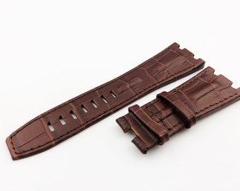 28mm Brown Genuine Leather Strap Band fit AP Royal Oak Offshore BUCKLE