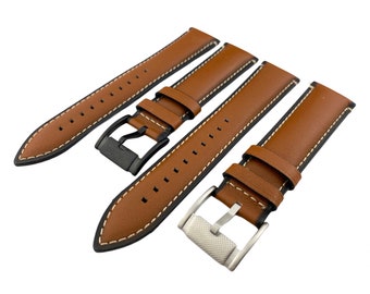 Brown 20 22 24mm Genuine Retro Leather Watch Strap Band For FSL watches + pins