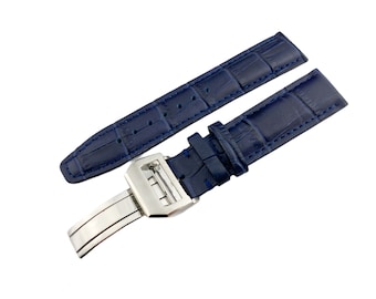 Dark Blue Navy Genuine Leather Style Strap/Band fit I-C Pilot Watches Buckle/Clasp 20mm 21mm 22mm + tool and pins