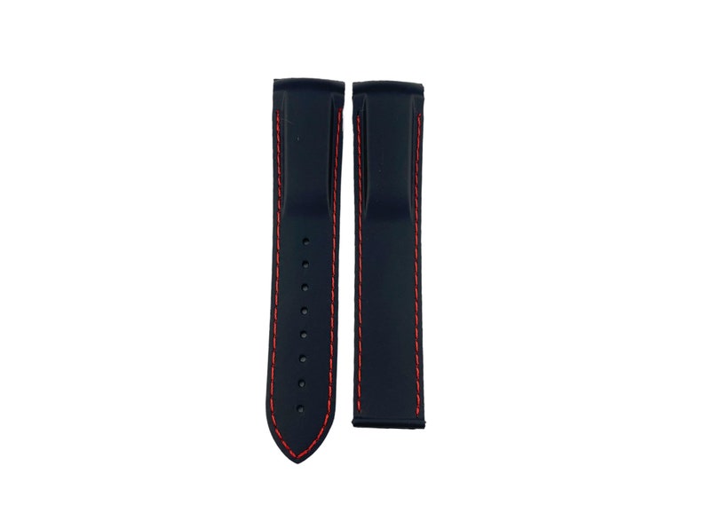 20mm 22mm Black/Red Rubber Silicone Strap Band fits OMG SeaMaster PlanetOcean Watches Deployment Clasp/Buckle All Colours + Pind/Tool image 3