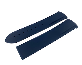 Correa de silicona de caucho azul marino oscuro de 20 mm y 22 mm compatible con relojes OMG SeaMaster PlanetOcean. Cierre desplegable/hebilla. Todos los colores + pasador/herramienta.