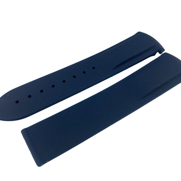 20mm 22mm Navy Dark Blue Rubber Silicone Strap Band fits OMG SeaMaster PlanetOcean Watches Deployment Clasp/Buckle All Colours + Pind/Tool