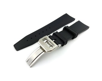 Cinturino/cinturino in gomma/silicone nero da 22 mm compatibile con fibbia/fermaglio per orologi I-C + strumento e perni