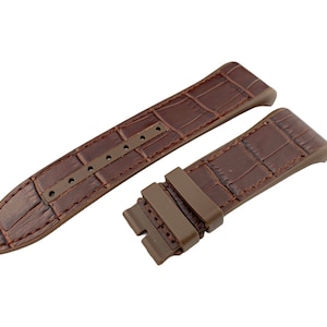 Top Quality 28mm Brown Rubber-Leather Strap Band fit FRM Vanguard V45 watches Clasp Buckle