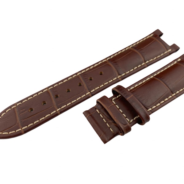 Bracelet de montre en cuir marron avec surpiqûres blanches 20 x 11 mm 22 x 13 mm pour montres G-C