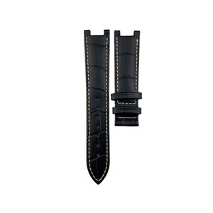 Bracelet de montre noir avec coutures blanches 20 x 11 mm 22 x 13 mm style cuir véritable pour montres G-C, épingles incluses image 2