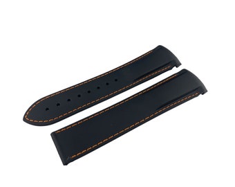 20mm 22mm Black/Orange Rubber Silicone Strap Band fits OMG SeaMaster PlanetOcean Watches Deployment Clasp/Buckle All Colours + Pind/Tool