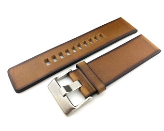 Bracelet vintage en cuir marron pour montres DZ 22 24 26 mm + épingles et outil de bricolage