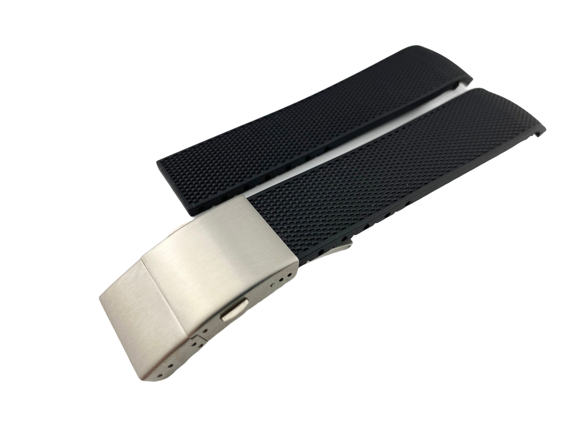 21mm Black Rubber Silicone Strap Band 