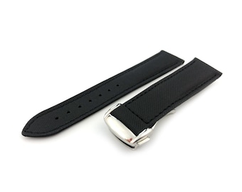 19mm 20mm 22mm Black Fabric with Leather Strap Band fits OMG SeaMaster PlanetOcean Watches Deployment Clasp/Buckle All Colours Pind&Tool