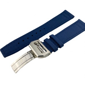 Navy Blue Canvas/Leather Strap/Band fit I-C Pilot Watches Buckle/Clasp 20mm 21mm 22mm + tool and pins