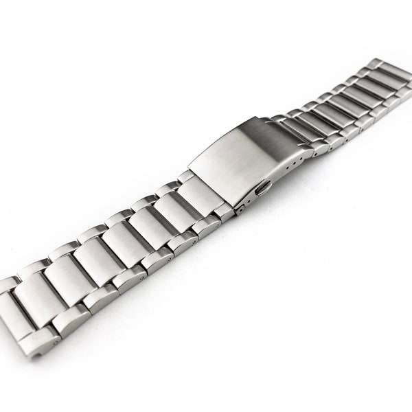 Bracelet en acier inoxydable argenté 22 mm 24 mm 26 mm 28 mm pour montres DZ + épingles et outils