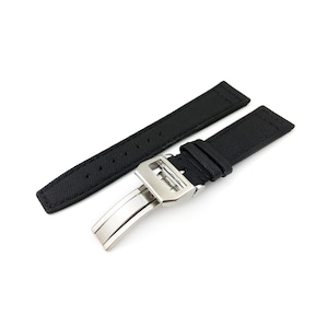 Black Canvas/Leather Strap/Band fit I-C Pilot Watches Buckle/Clasp 20mm 21mm 22mm + tool and pins