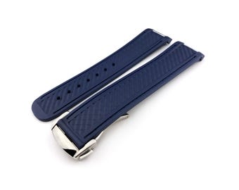 20mm Navy Dark Blue Rubber Silicone Strap Band fits OMG Aqua Terra Watch Deployment Clasp/Buckle All Colours Pind/Tool