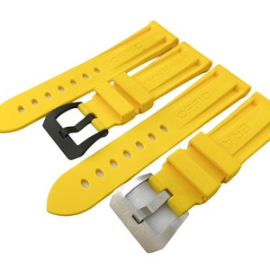 22 24 26mm Yellow Rubber Silicone Diving Strap Band fit PAN OFF Watches + Tool and Pins