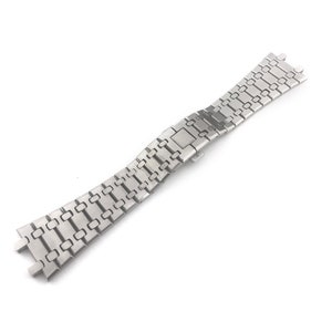 May include: A silver metal watch strap with a polished finish. The strap is made of individual links that are connected together.