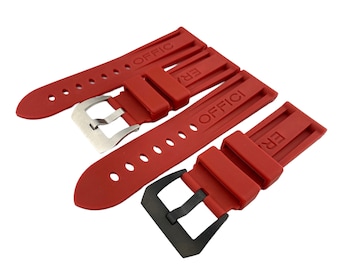 22mm 24mm 26mm Red Rubber Silicone Diving Strap Band fit PAN OFF Watches Silver/Black Buckle Clasp