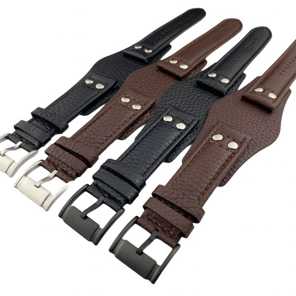 22mm Black Brown Genuine Leather Watch Strap Band For FSL watches + pins tool